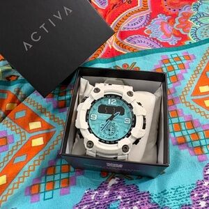 ACTIVA by Invicta White Sport Watch with Teal Dial